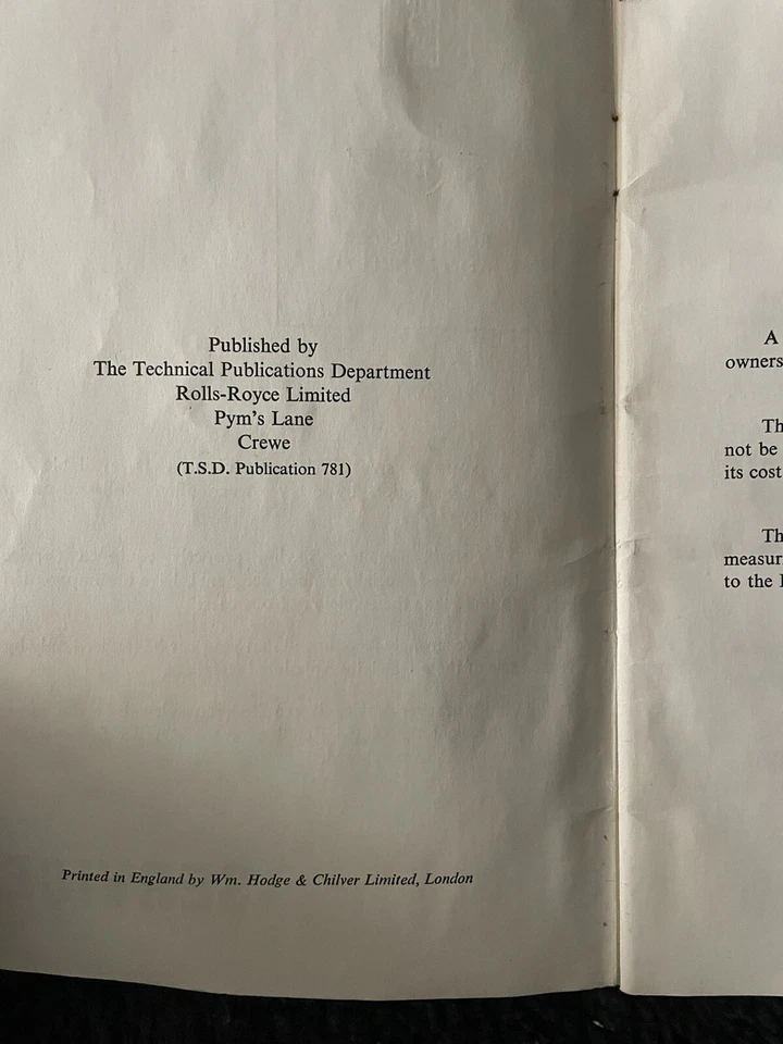 Rolls-Royce Silver Cloud S2 Owners Manual Handbook Supplement 1961-62 TSD781 OEM - Image 3 of 4
