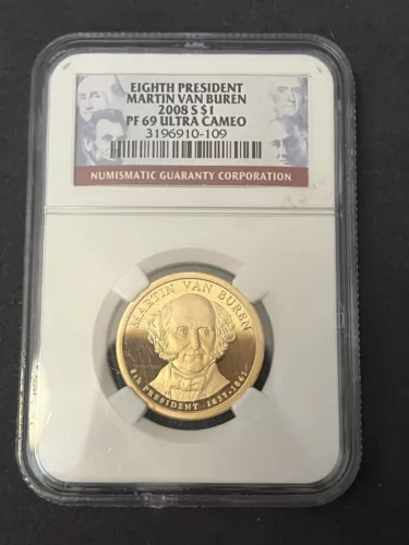 2008 S MARTIN VAN BUREN PRESIDENTIAL DOLLAR NGC PF-69 DCAM - CERTIFIED SLAB - $1