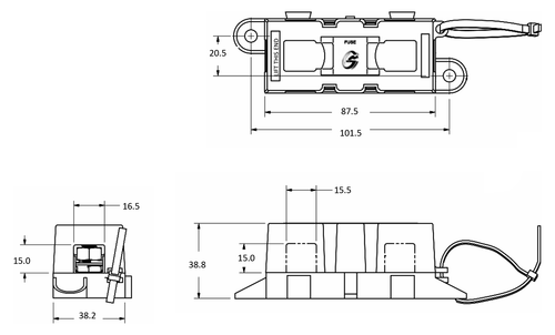 Mega portafusibles de alta resistencia 12/24V clasificado de 60 a 500 amperios coche barco marino - Imagen 3 de 3