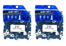 200 PACK 16-14 GAUGE AWG GA BLUE CAR GROUND WIRE RING TERMINALS CONNECTORS #10