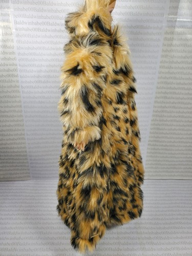 N30~A) SOLO ABRIGO ~ CHAQUETA DE PIEL DE LEOPARDO SINTÉTICA LARGA ROPA 11.5" 1/6 MUÑECA - Imagen 6 de 8