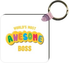 Rikki Knight World's Most Awesome Boss Square Keychain, White