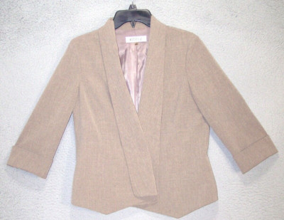 Kasper Jacket Womens 8 Medium Beige 3/4 Sleeve Classic Designer Business Ladies