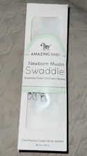 Amazing Baby Muslin Swaddle Zebra White Breathable Soft Cotton Blanket NIB