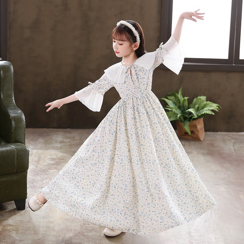 Girls summer floral chiffon dress Korean long dress little girl | eBay Girls summer floral chiffon dress Korean long dress little girl | eBay