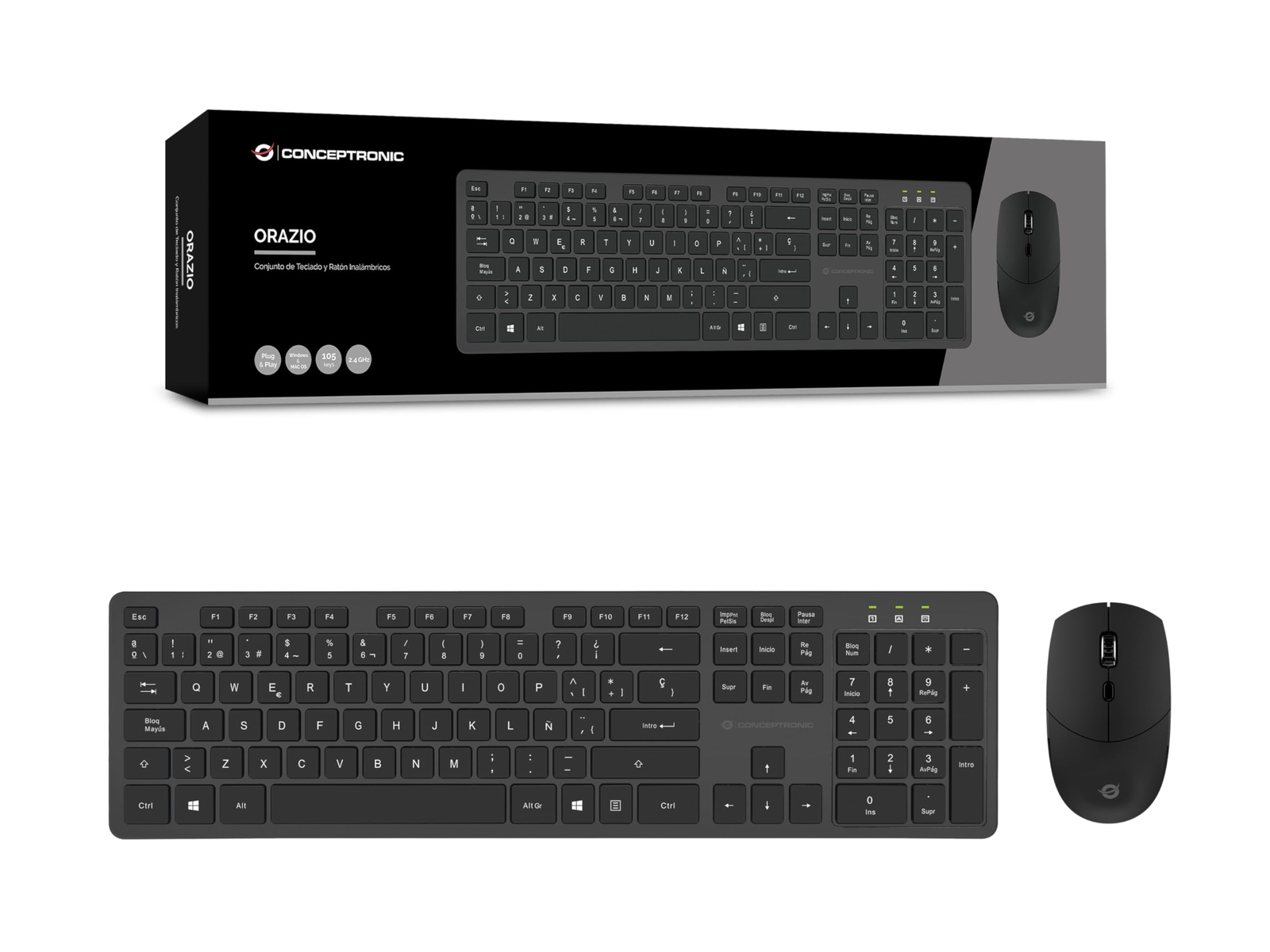 `CONCEPTRONIC Wireless Keyboard+Mouse,Layout spanis` ACC NUOVO