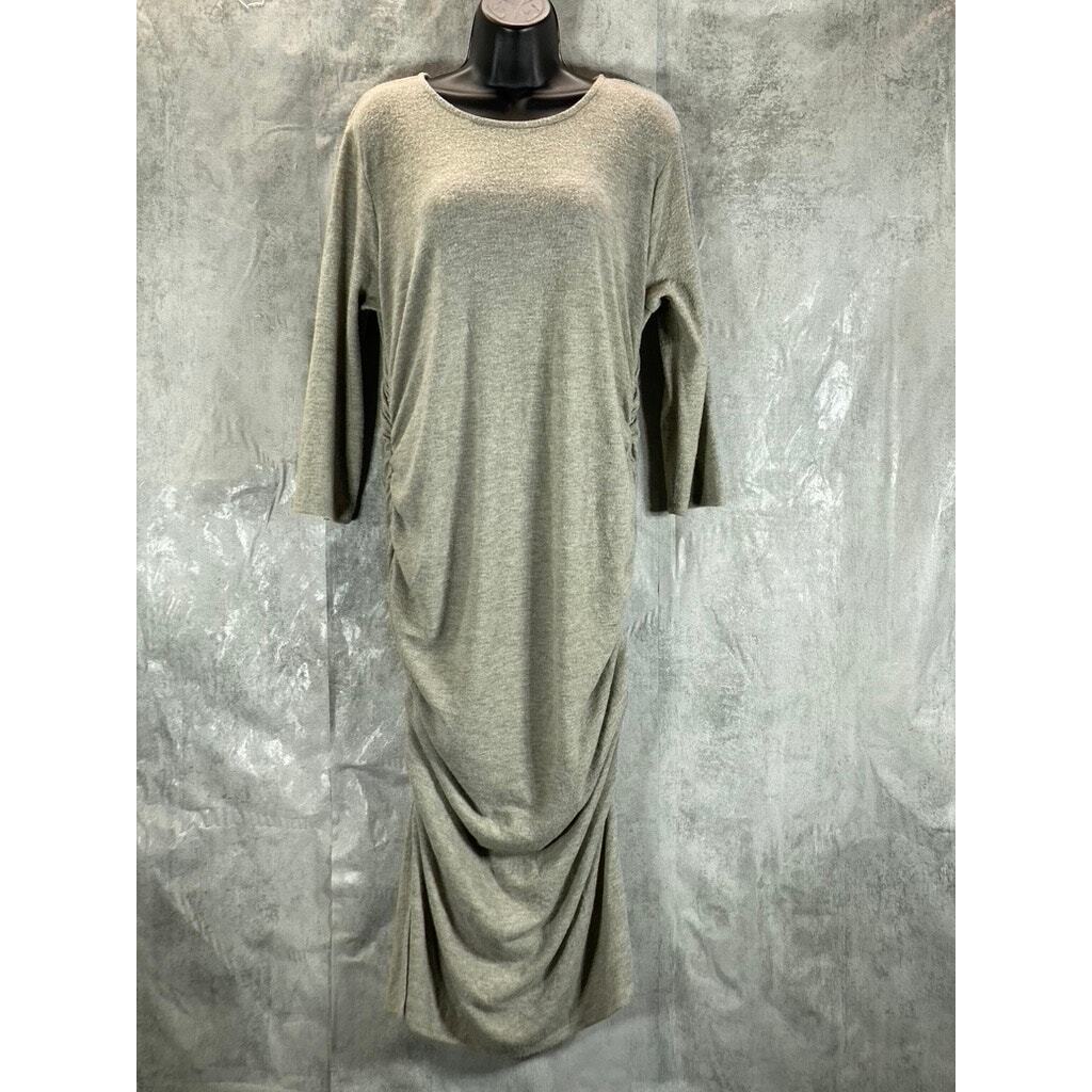 heather grey midi dress INC INTERNATIONAL CONCEPTS Women's 3/4 Sleeve Ruched Knitted dresses