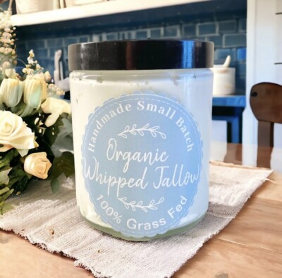 Organic Whipped Tallow 100% Grass Fed Cream Unscented Balm Pure Moisturizer 5 oz