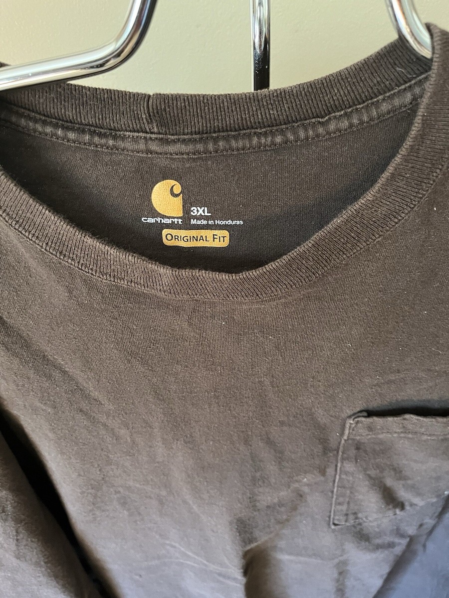 Mens Carhartt Original Fit Brown Long Sleeve Pocket T- Shirt Size