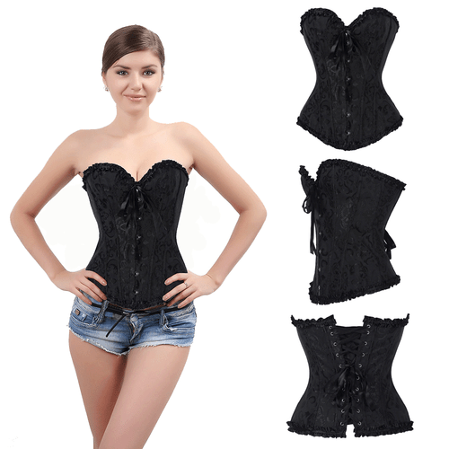 Women Steampunk Gothic Waist Corset Overbust Lace Up Bustier Tops Trainer Shaper - Picture 6 of 14