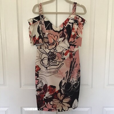 Black Halo Pink Floral Cold Shoulder Dress 10 | eBay Black Halo Pink Floral Cold Shoulder Dress 10 | eBay