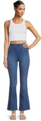 No Boundries Juniors Seamed Pull On Flare Denim Jeggings Dark or Medium Wash M