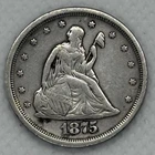1875-S Twenty Cent Piece Seated Liberty Silver Coin VF Detail