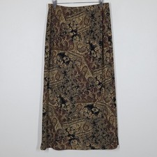 Vtg 90s Y2K Paisley Shimmer Maxi Skirt Pull On Fairy Grunge Boho Earthy Festival