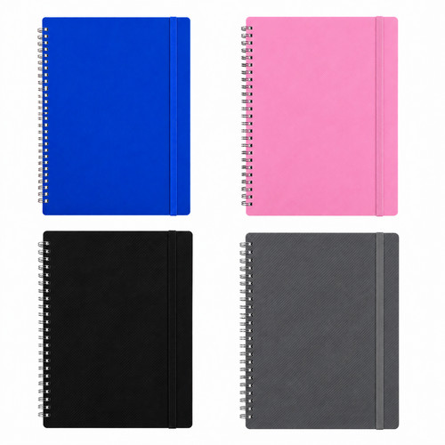 A4 / A5/A6 NOTE PAD SPIRAL POLY PASTEL BANDED TWINWIRE NOTEBOOK SHEET LINED