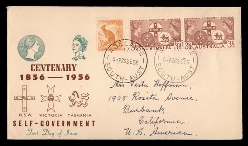 DR WHO 1956 AUSTRALIA FDC SELF GOVERNMENT CENTENARY COMBO w30870