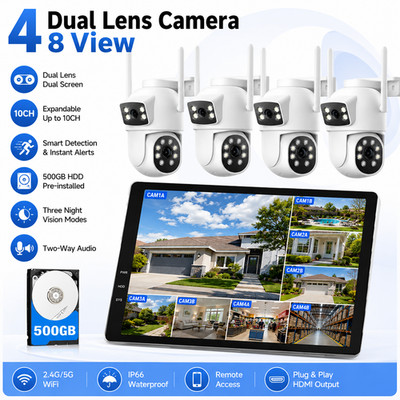 4MP Home Wireless Security Camera System Outdoor 500GB HDD 10CH WiFi NVR Audio