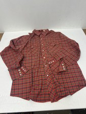 Vintage Lee Plaid Western Pearl Snap Button Shirt MENS L Extra Long Tail Cowboy