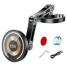 15W Fast Charging Magnetic Car Mount Phone Holder for iPhone Samsung Devices