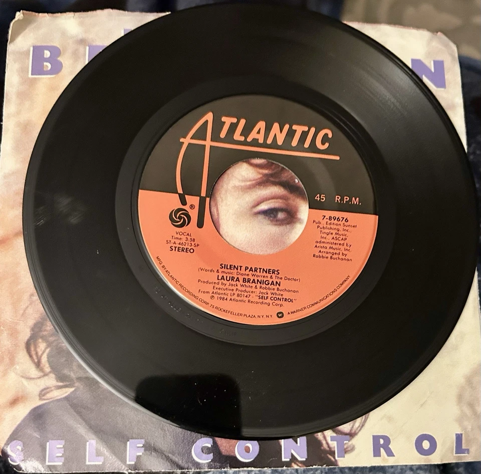 Laura Branigan-45 RPM-Atlantic 7-89676 (Self Control/Silent Partners)-1984-VG+ - Image 2 of 4