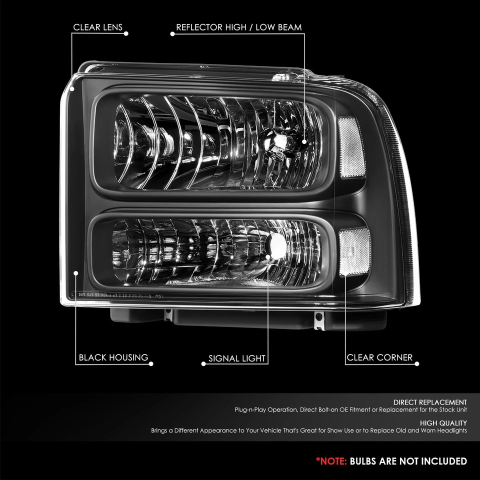 Faros negros/transparentes para Ford F250 F350 F450 F550 Super Duty 1999-2004 Foto 2 de 4