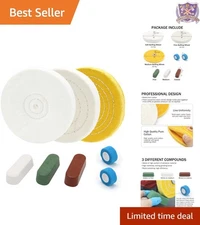 8inch Buffing Polishing Wheels Kit Cotton Multi-Size Auto Metal Wood Finish