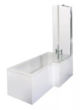 Balterley 1700 mm Right Hand L Shape Square Shower Bath with Glass Screen & Matc