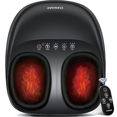 KNQZE FOOT MASSAGER MACHINE HEAT SHIATSU DEEP KNEADING REMOTE KF7 - BLACK