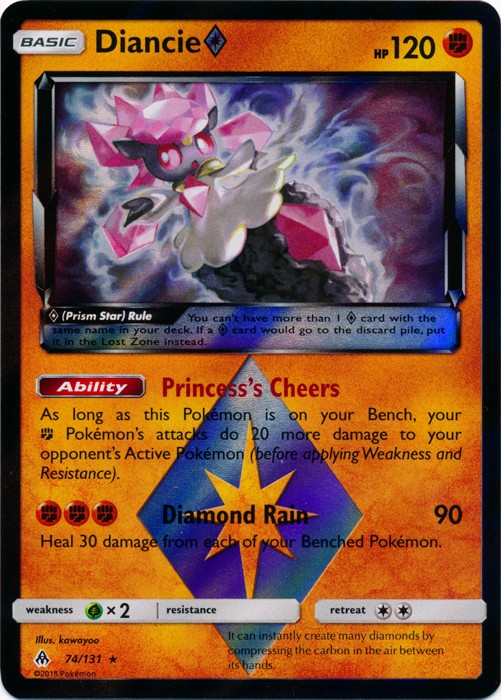 NM-Mint Diancie Prism Star - 74/131 - Holo Rare Pokemon Forbidden Light