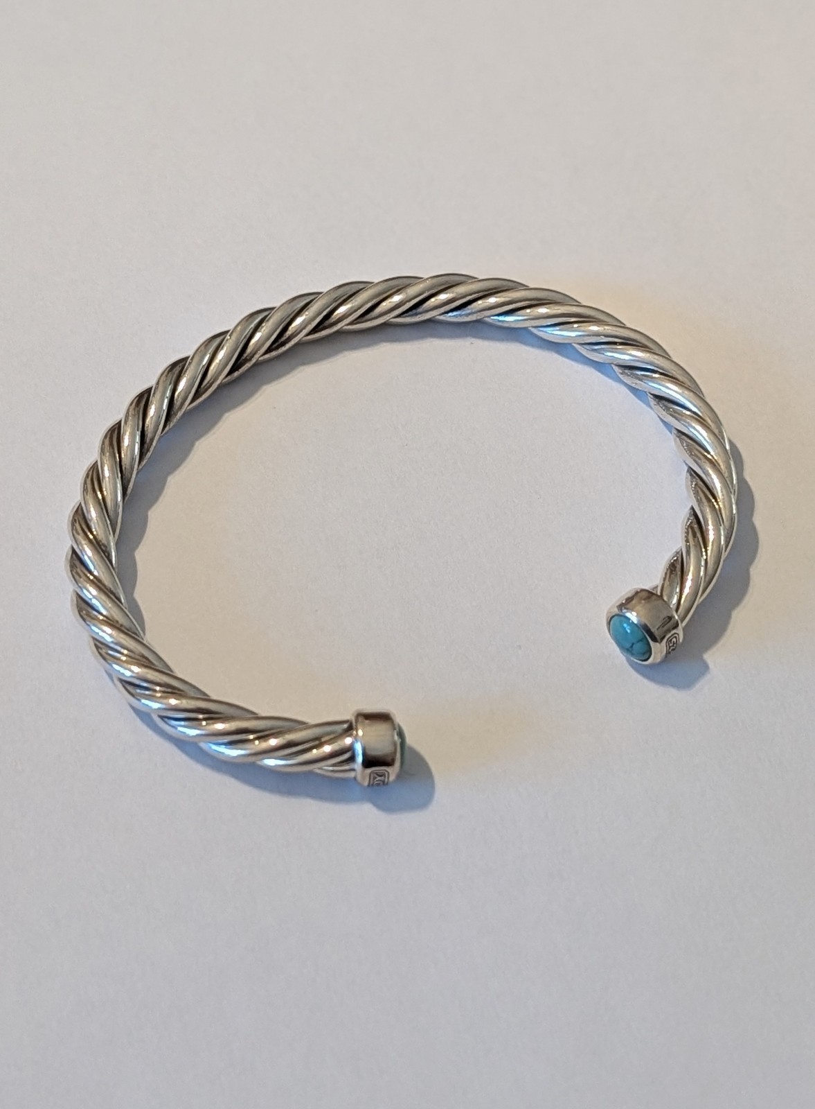 David Yurman Solid Sterling Silver Turquoise Cabl… - image 1
