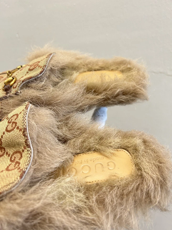 Zapatilla mocasín GUCCI Princetown marrón de lona de piel de mula mordida de caballo 38 EU 8 EE. UU. Foto 2 de 4