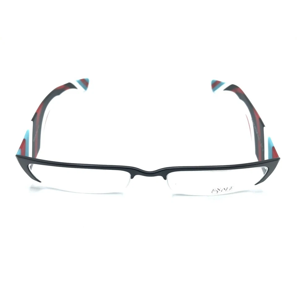 Exalt Cycle ExFashion C.1 Black Red White Blue Striped Half Rim Frames 53-17 135 - Image 3 of 4