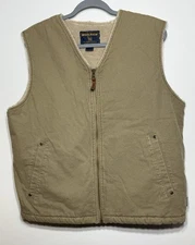 Woolrich Men’s Dark Wheat Sherpa Lined COTTON Canvas Vest Coat 12205 Size M