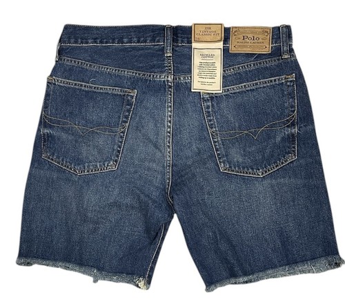 Polo Ralph Lauren Classic Fit Cut Off Denim Orlo Grezzo Jeans Pantaloncini Uomo Tg 34 Nuovi - Foto 3 di 4