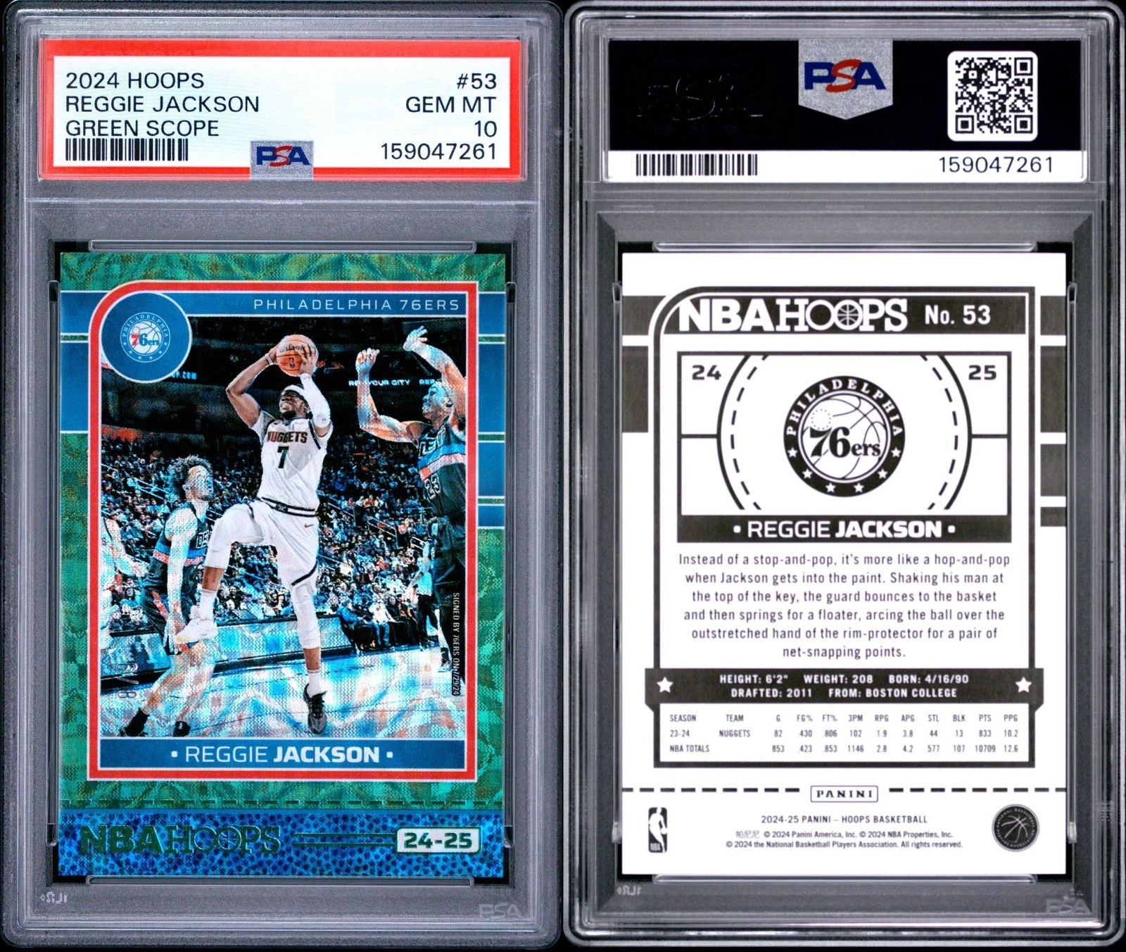 2024 Panini NBA Hoops 53 Reggie Jackson Green Scope SP /8 card