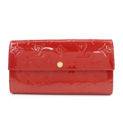 Louis Vuitton Monogram Vernis Portefeuille Sarah Wallet Red M91739 Auth Used F/S