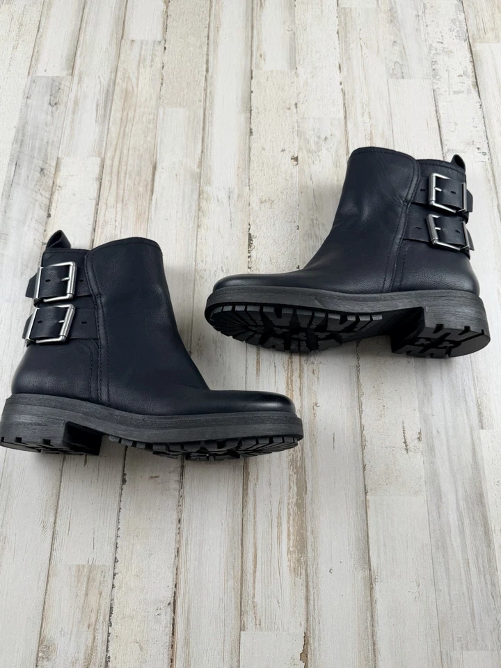 Lucky Brand Moto Boot Ondalucia  Zipper Buckle Leather Combat Platform Chunky - Image 2 of 4