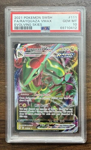 2021 POKEMON SWORD & SHIELD EVOLVING SKIES #111 FULL ART/RAYQUAZA VMAX PSA 10