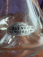 Vintage Blenko 49 Clear Pinch Decanter  Stopper Winslow Anderson Foil Label