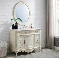Home Decorators Single Sink Vanity 45" 8-Drawer 1-Door Soft-Close Antique White