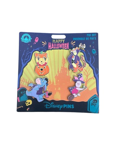 Disney authentic pin 4pins set winnie the pooh halloween disneyland shanghai