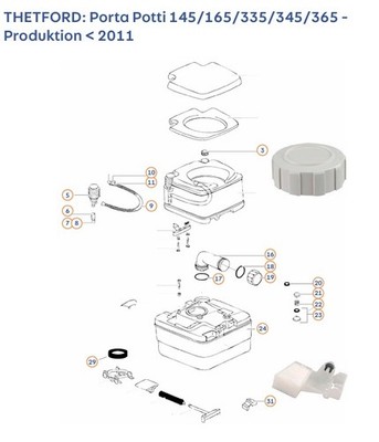 O-Ring - Porta Potti 145/165/335/345/365/465/ C2-C3-C4 - Thetford Nr. 016195
