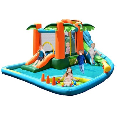 Inflatable Bounce House Kids Water Pool Dual Slide Jumping Castle Without Blower