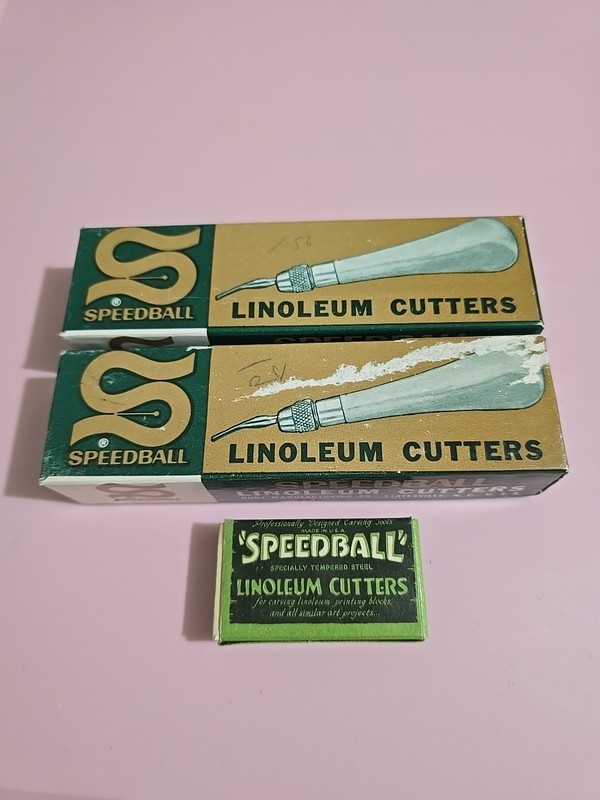 VINTAGE SPEEDBALL LINOLEUM CUTTERS No.1 TOOL W/ BLADES, Set Of 2, New!