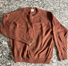 Columbia Brown Cotton Men's XL Pullover Sweater Knit Crew Neck Long Sleeve
