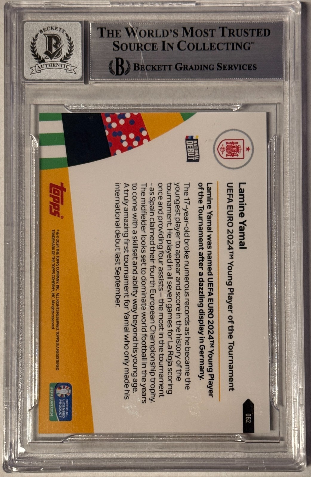 2024 Topps Now UEFA #62 Lamine Yamal Signed Beckett Witnessed Authentic AUTO 10 view 5