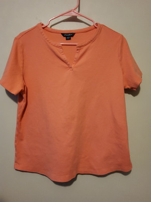 Eddie Bauer Womens Short Sleeve V Neck Pullover Top/Shirt Dusty