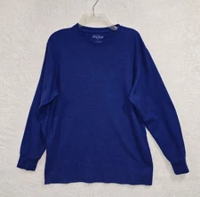 Galaxy By Harvic Men's Thermal Long Sleeve Blue T-Shirt Size Large Crew Neck