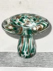 Murano Green and Copper Aventurine Speckled Glass Mushroom
