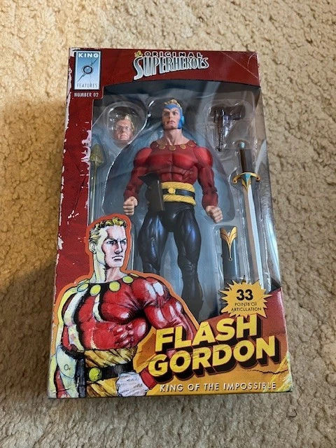 Figura de acción NECA The Original Superheroes Flash Gordon 2021 7" completa abierta Foto 3 de 4